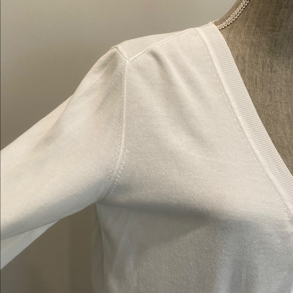 Marc Cain White Knit High Low Cardigan Cotton Button Front Size 2 Medium - Picture 6 of 15